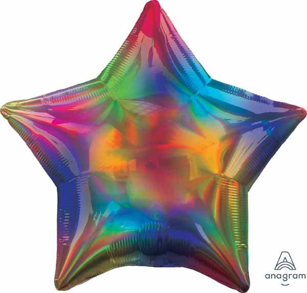 19" Star Shaped Solid Color Foil Balloon Iridescent Rainbow