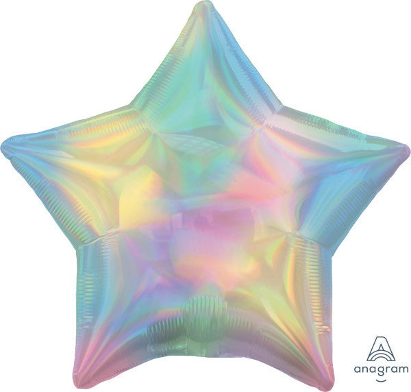 19" Star Shaped Solid Color Foil Balloon Iridescent Pastel Rainbow