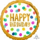Happy Birthday Polka Dots Gold Foil Balloon
