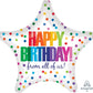 Polka Dot Happy Birthday From Star Shaped Foil Balloon