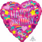 Happy Birthday Heart Balloon Pink Yellow Blue