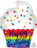 18" Happy Birthday Cupcake Shaped Balloon Decor