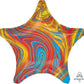 Marblez Swirls 19" Red Blue Gold Yellow Star Shape Foil Balloon