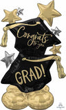 Jumbo Graduation Hat Gold Silver Black Congrats Airloonz Balloon Decoration