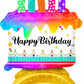 18" Happy Birthday Cake Foil Mylar Air Balloon