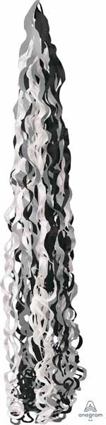 Paper Tissue Swirls Twirls Tassel Black Grey White