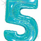 Huge Number 5 Blue Holographic Balloon