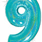 Jumbo Blue Number 9 Holographic Balloon