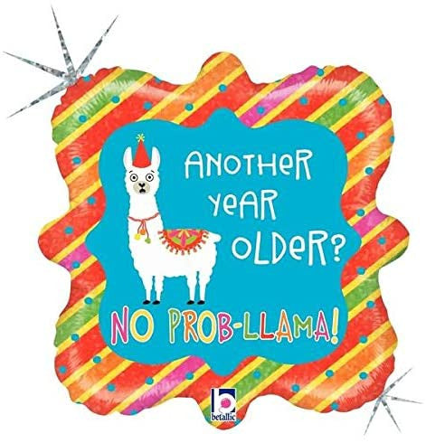 Holographic Llama Happy Birthday Foil Balloon