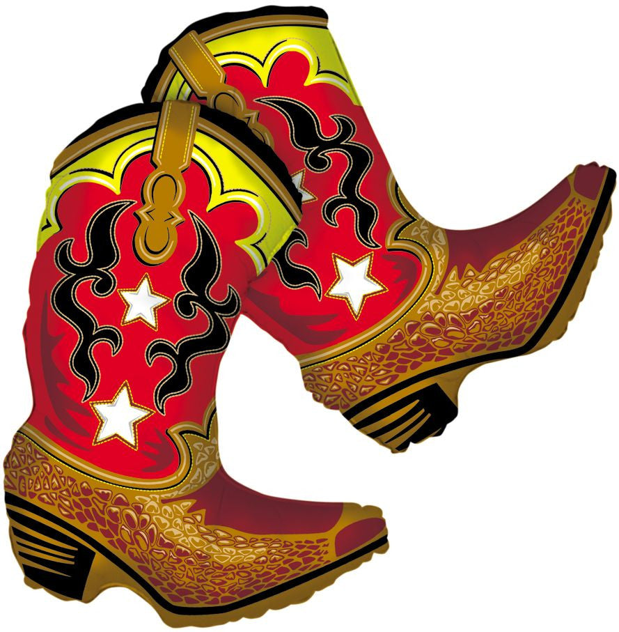 36" Dancing Cowboy Boots Western Foil Balloon Party Decor