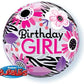 Birthday Girl Floral Zebra Bubbles Balloon