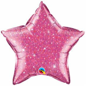 20" Star Shaped Crystal Graphic Foil Balloon Magenta