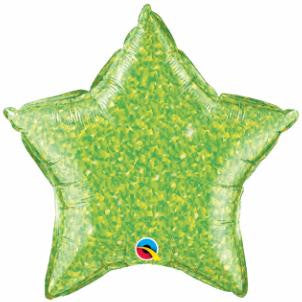 20" Star Shaped Crystal Graphic Foil Balloon Lime Green
