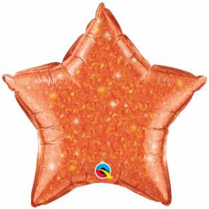 20" Star Shaped Crystal Graphic Foil Balloon Orange