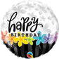 Black White Flowers Happy Birthday Foil Balloon