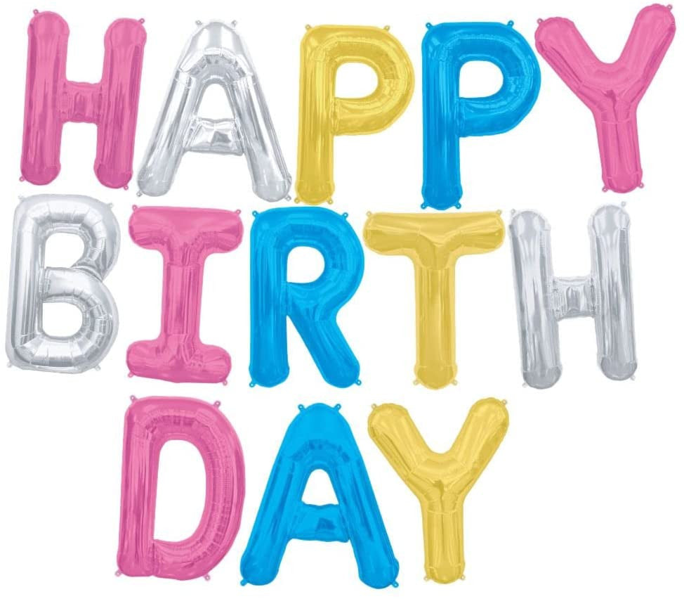 16" Happy Birthday Block Letters Balloons