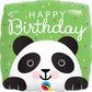 18" Happy Birthday Panda Square Microfoil Foil Balloon