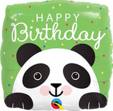 18" Happy Birthday Panda Square Microfoil Foil Balloon