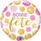 French bonne fete pois roses dorees