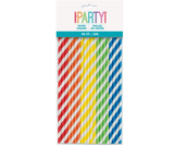 red orange yellow green blue multi colored paper straws with stripes