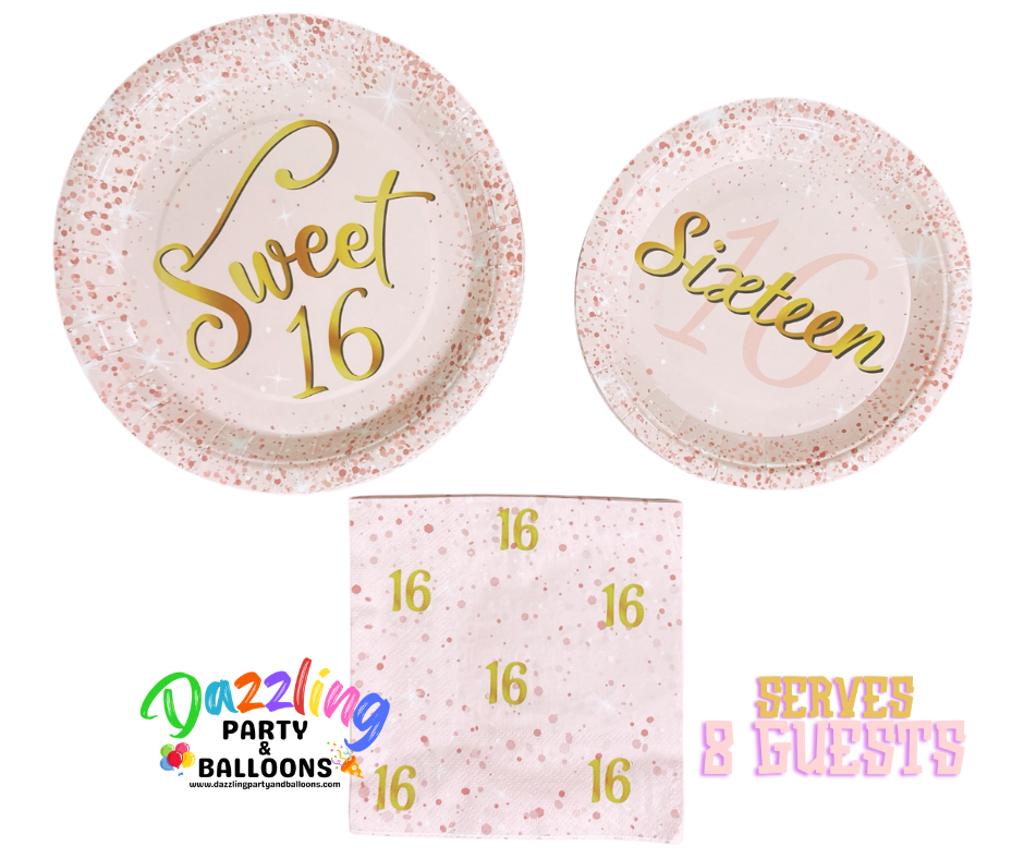 Sweet Sixteen tableware kit for 8 people