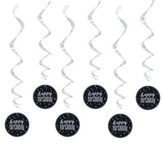 Lot of 6 Swirls happy birthday