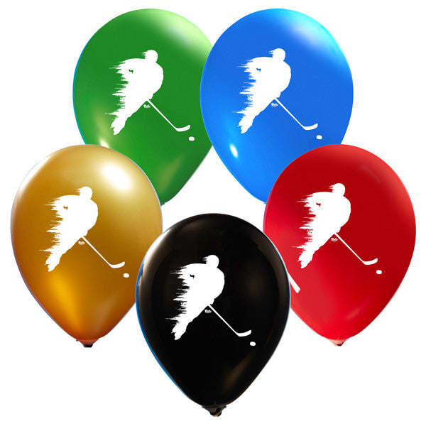 2-sided printed hockey balloons latex assorted colors
