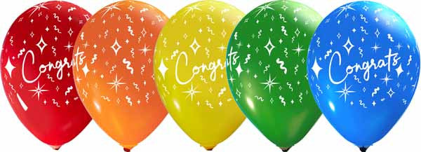 congrats all over printed latex balloons assorted colors