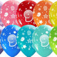 number 9 all over printed latex balloons assorted colors