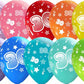 number 30 all over printed latex balloons assorted colors