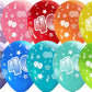 number 40 all over printed latex balloons assorted colors