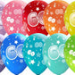 number 60 all over printed latex balloons assorted colors
