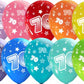 number 70 all over printed latex balloons assorted colors