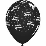 Black and White Happy Birthday All-Over-Print Latex Balloon
