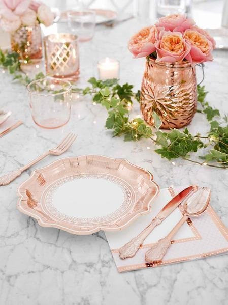 sophisticated rose gold paper plates