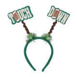 Green headband with 'Touchdown' text and football graphics on a white background