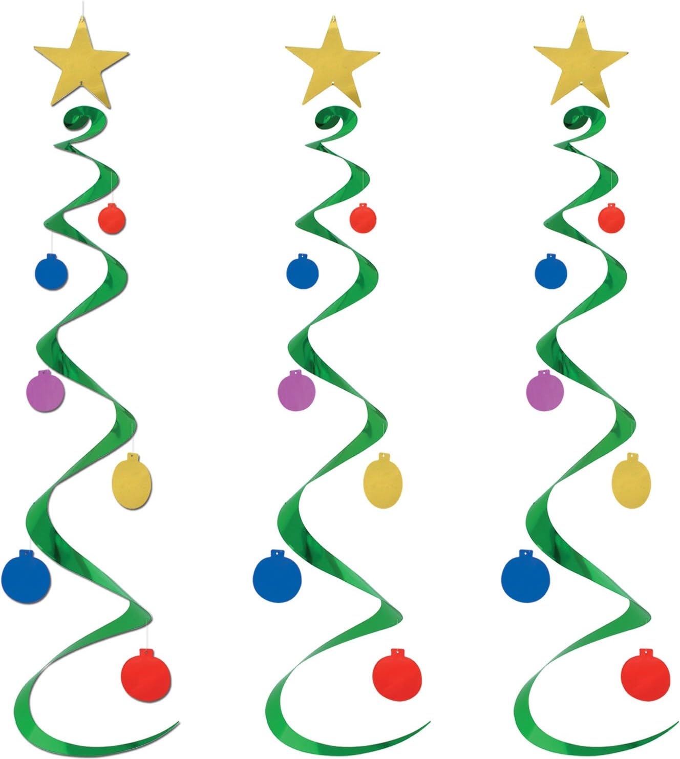 Christmas Tree Metallic Hanging Whirls 3-Pack