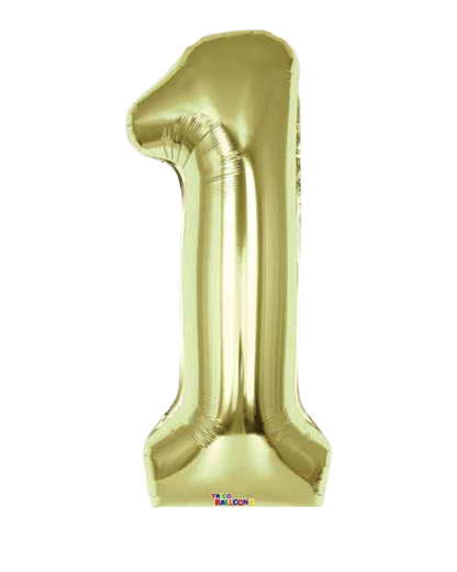 34" White Gold Number Balloons