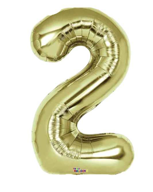 34" White Gold Number Balloons