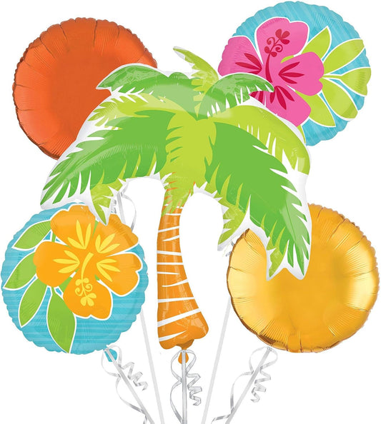 Summer Scene Tropical Luau Foil Balloon Bouquet