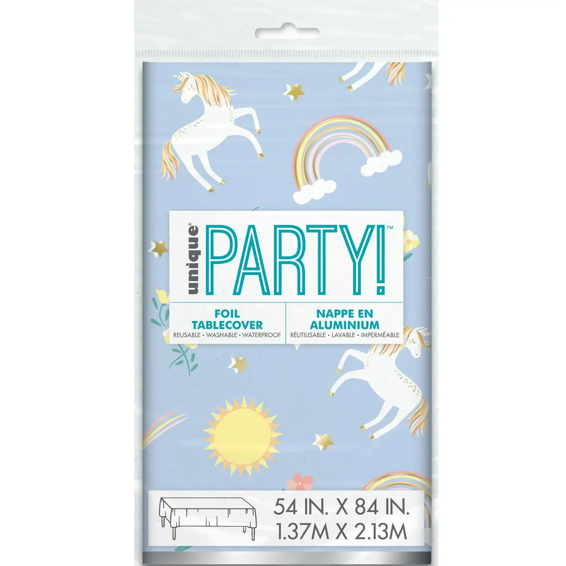 Dainty Unicorn Foil Table Cover 54" x 84"