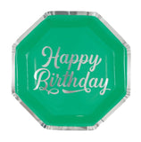 Happy Birthday Bold Pattern Paper Plates Green