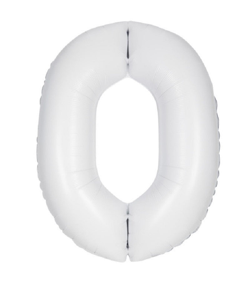 34" Number 0 Supershape Decorative Foil Balloon WHITE