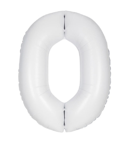 34" Number 0 Supershape Decorative Foil Balloon WHITE