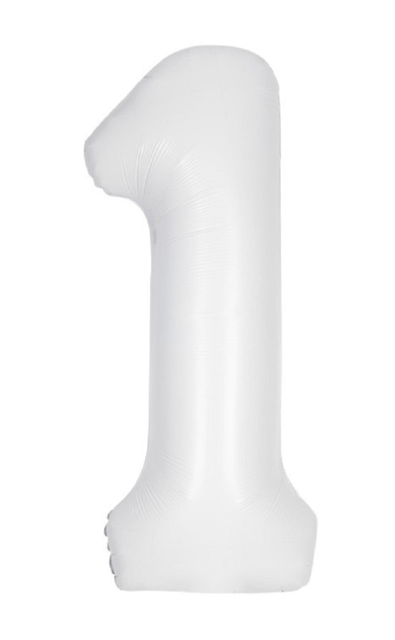 34" Number 1 Supershape Decorative Foil Balloon WHITE