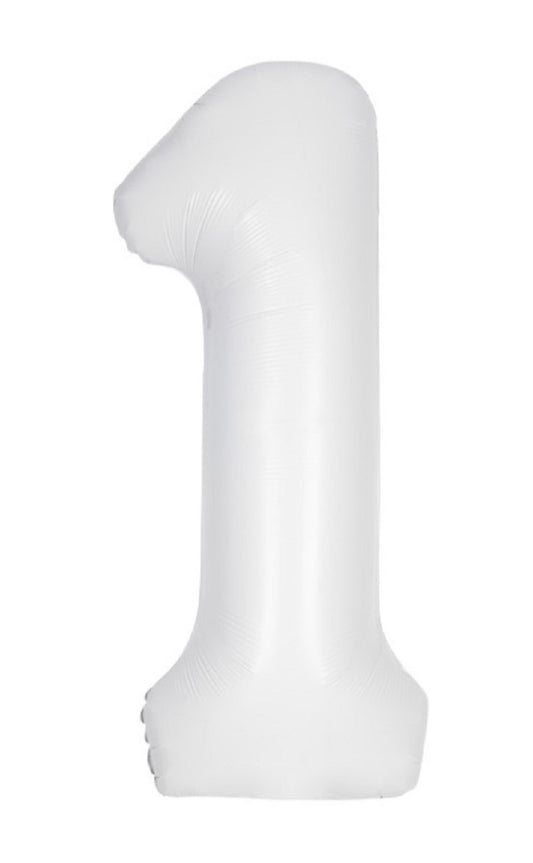 34" Number 1 Supershape Decorative Foil Balloon WHITE
