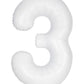 34" Number 3 Supershape Decorative Foil Balloon WHITE