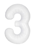 34" Number 3 Supershape Decorative Foil Balloon WHITE