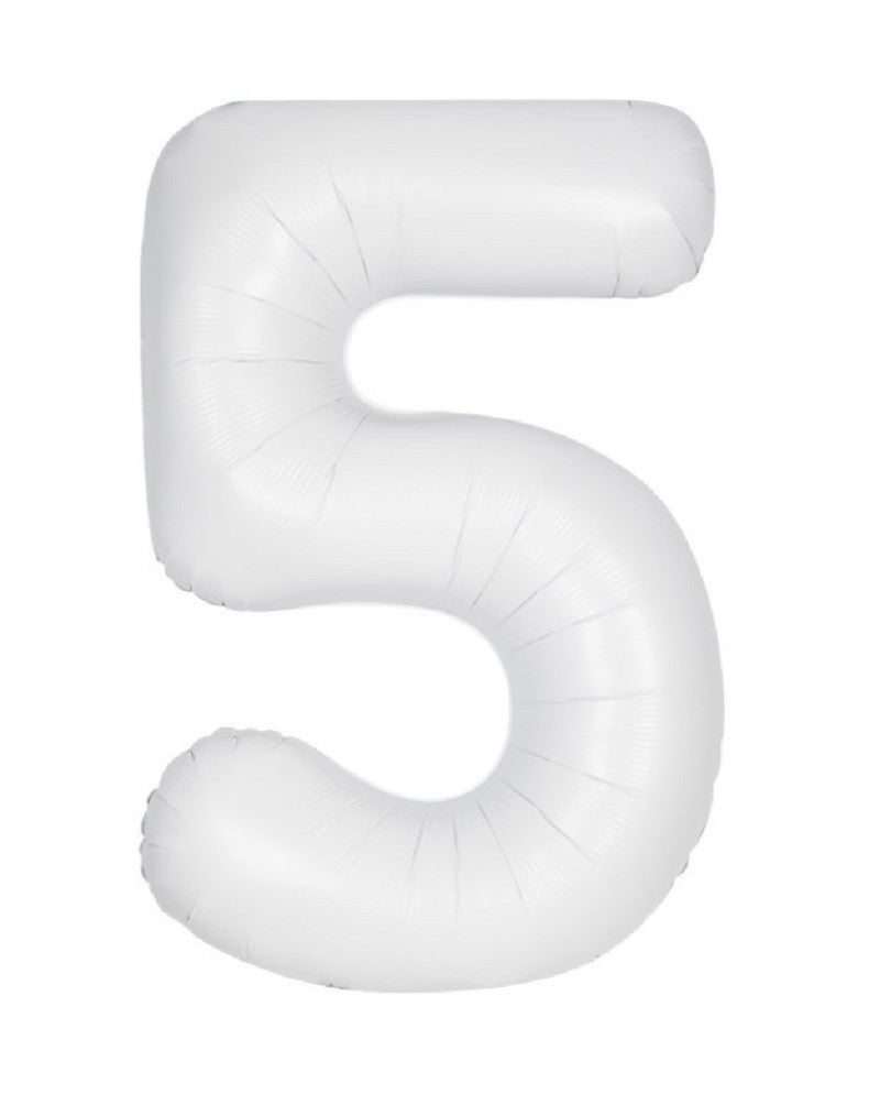 34" Number 5 Supershape Decorative Foil Balloon WHITE