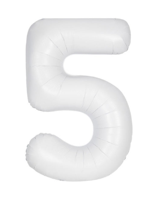 34" Number 5 Supershape Decorative Foil Balloon WHITE